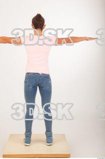 Whole body modeling pose pink t shirt blue jeans of…